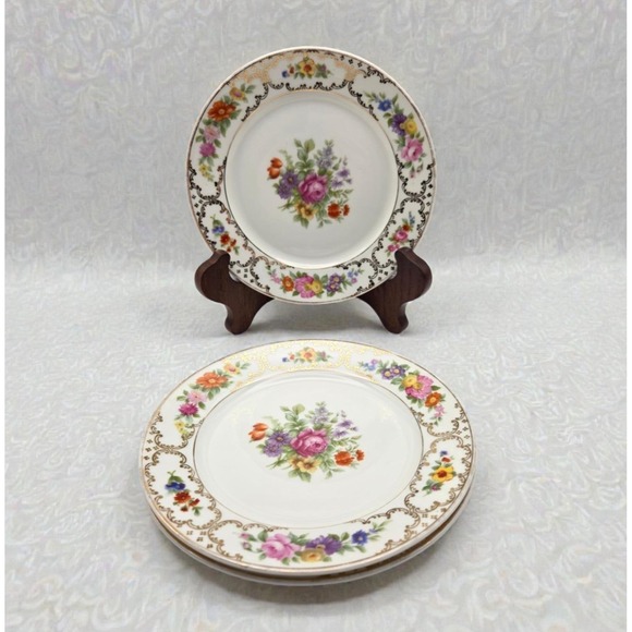 Rosenthal Other - 3 Rosenthal Selb Bavaria Dresden Flowers Bread Plates 6.75 Inch 1924 Germany